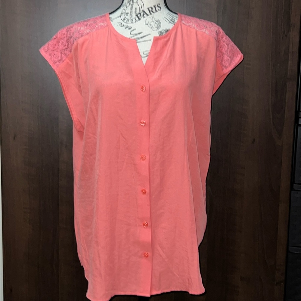 Van Heusen Women’s Button Down Blouse, Coral, Size: Large